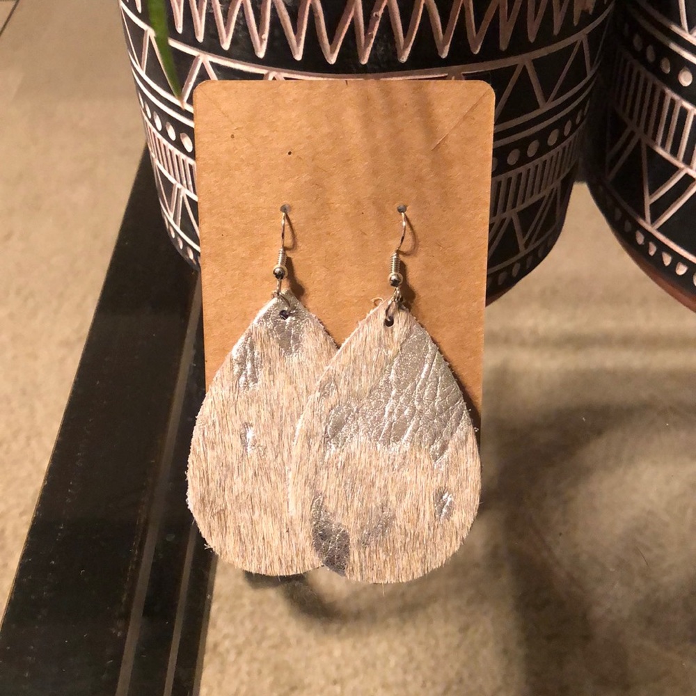 Handmade Leather Teardrop Earrings $16 each pair